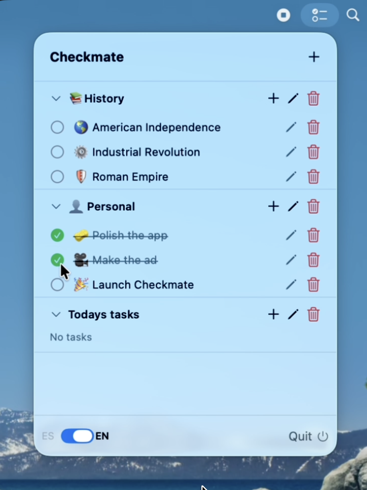Task view of Checkmate